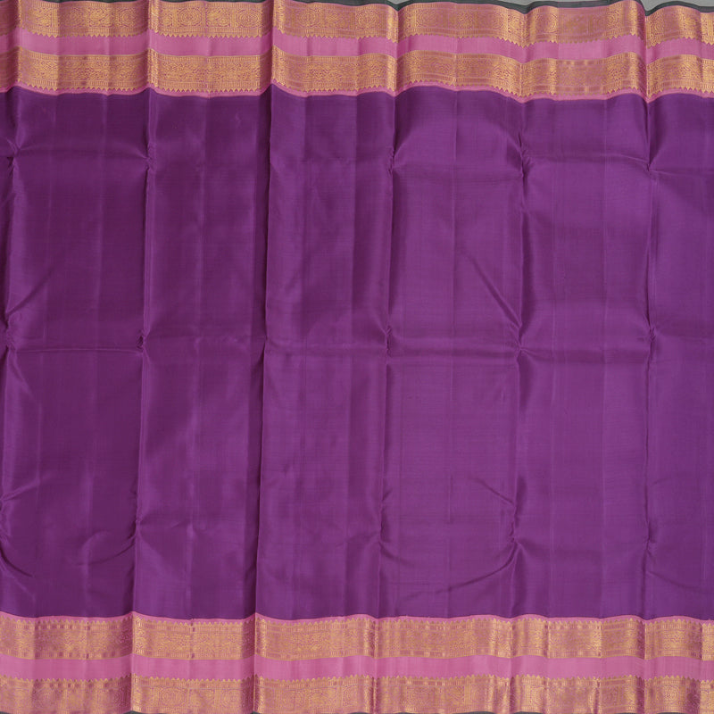 Hayagrivas Handloom Purple Kanjivaram Silk Saree with Rose Pink Border KBE2127A2-1