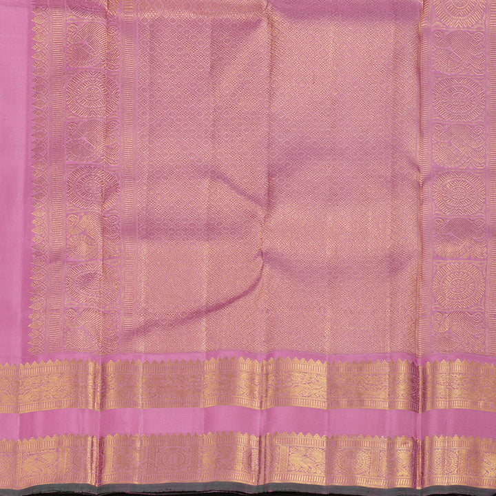 Hayagrivas Handloom Purple Kanjivaram Silk Saree with Rose Pink Border KBE2127A2-1