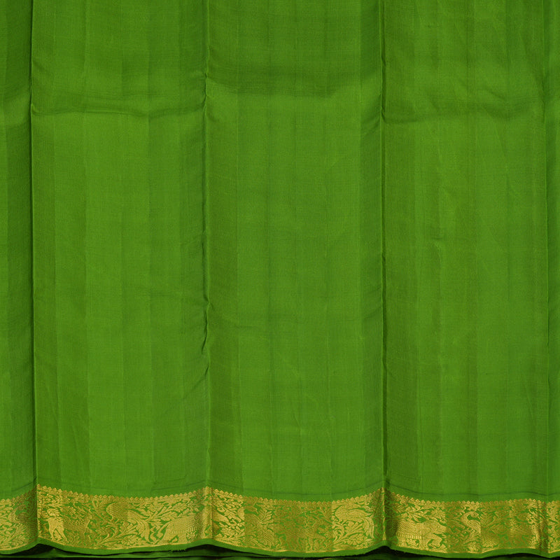Hayagrivas Handloom Chocolate Brown Kanjivaram Silk Saree with Parrot Green Border KBE2127A3-1