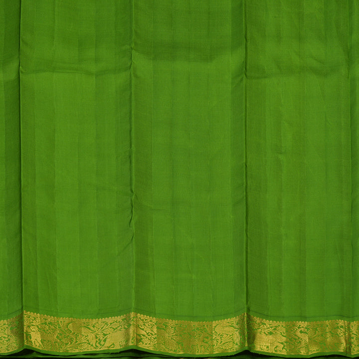 Hayagrivas Handloom Chocolate Brown Kanjivaram Silk Saree with Parrot Green Border KBE2127A3-1