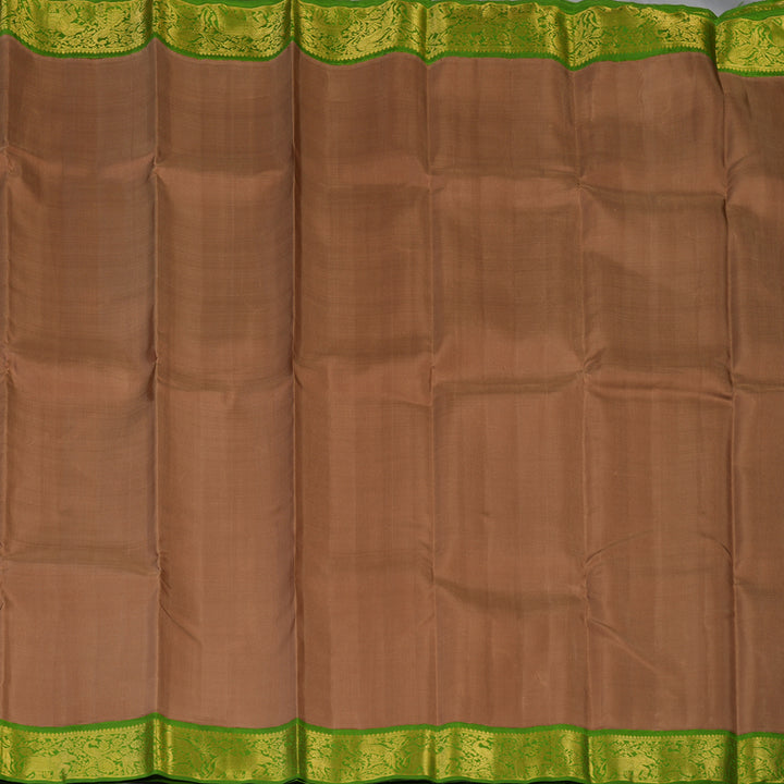 Hayagrivas Handloom Chocolate Brown Kanjivaram Silk Saree with Parrot Green Border KBE2127A3-1