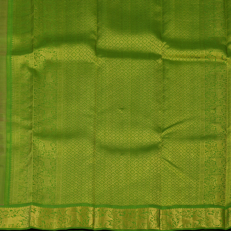 Hayagrivas Handloom Chocolate Brown Kanjivaram Silk Saree with Parrot Green Border KBE2127A3-1
