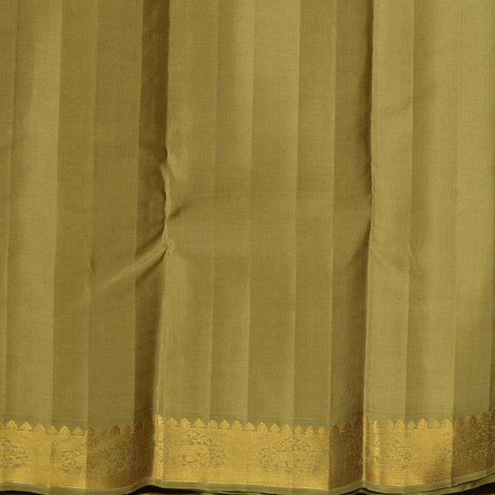 Hayagrivas Handloom Emerald Green Kanjivaram Silk Saree with Warm Olive Green Border KBE2127A3-2