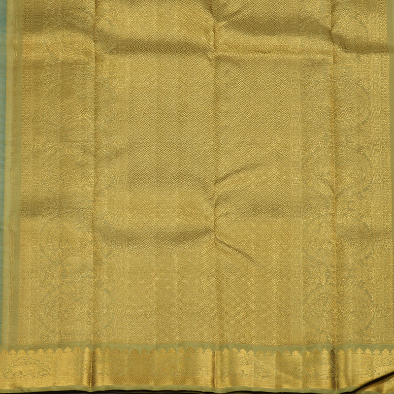 Hayagrivas Handloom Emerald Green Kanjivaram Silk Saree with Warm Olive Green Border KBE2127A3-2