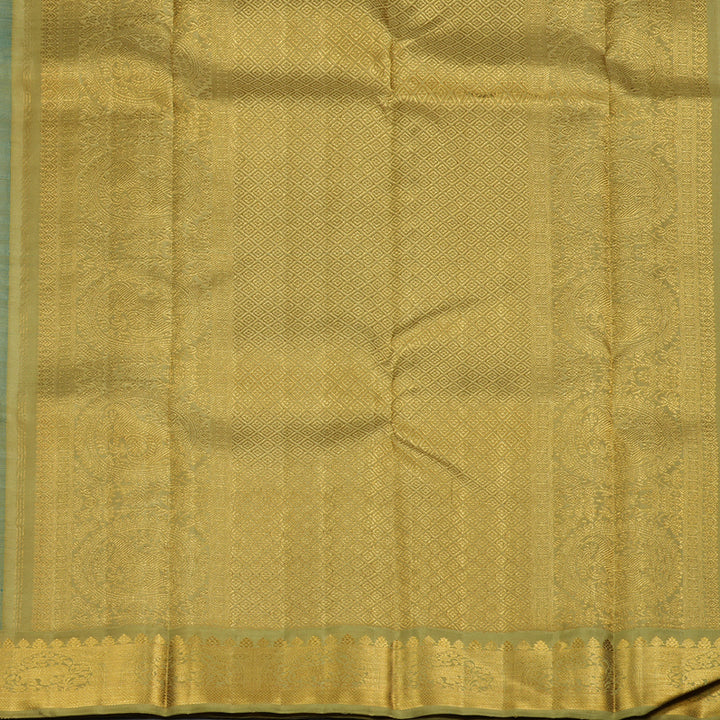 Hayagrivas Handloom Emerald Green Kanjivaram Silk Saree with Warm Olive Green Border KBE2127A3-2