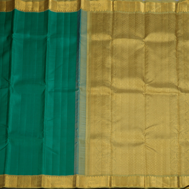 Hayagrivas Handloom Emerald Green Kanjivaram Silk Saree with Warm Olive Green Border KBE2127A3-2