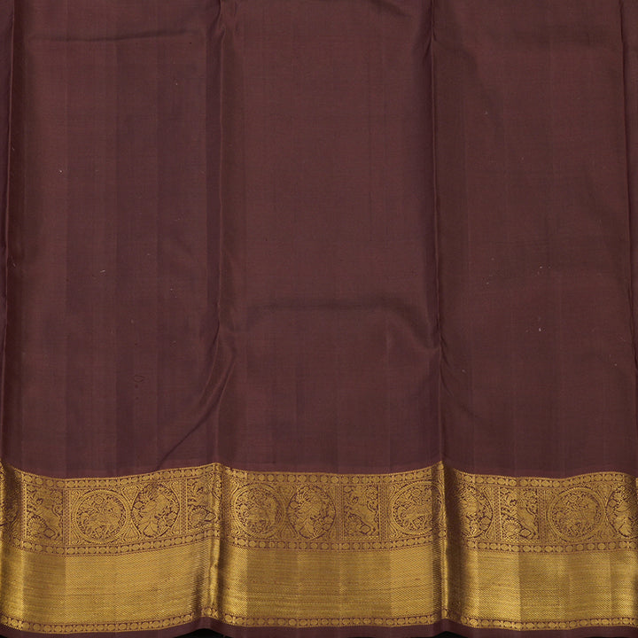 Hayagrivas Handloom Maroon Kanjivaram Silk Saree with Chocolate Brown Border KBE2127A6-1