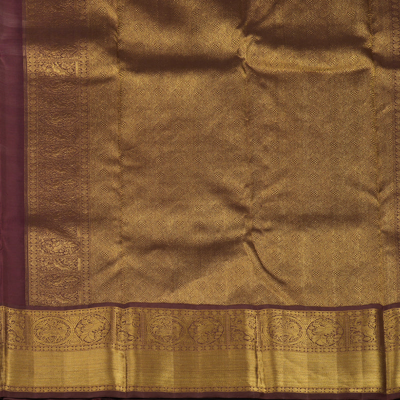 Hayagrivas Handloom Maroon Kanjivaram Silk Saree with Chocolate Brown Border KBE2127A6-1