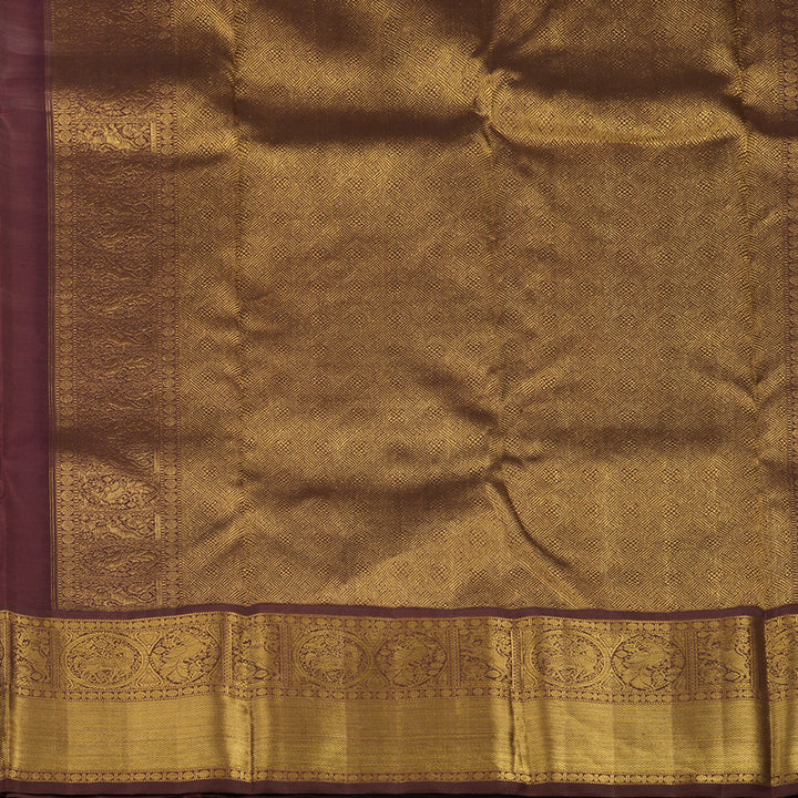 Hayagrivas Handloom Maroon Kanjivaram Silk Saree with Chocolate Brown Border KBE2127A6-1