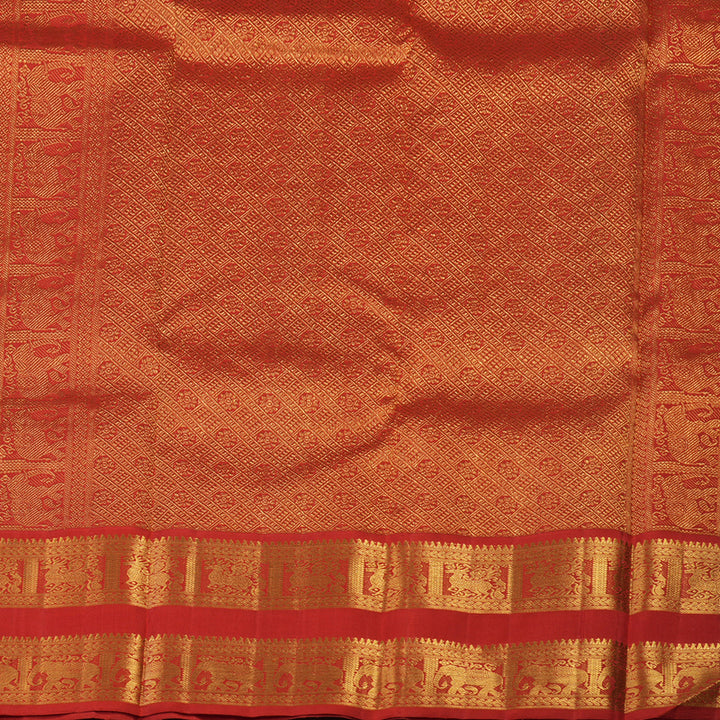 Hayagrivas Handloom Aqua Green Kanjivaram Silk Saree with Red Border KBE2128A2-1