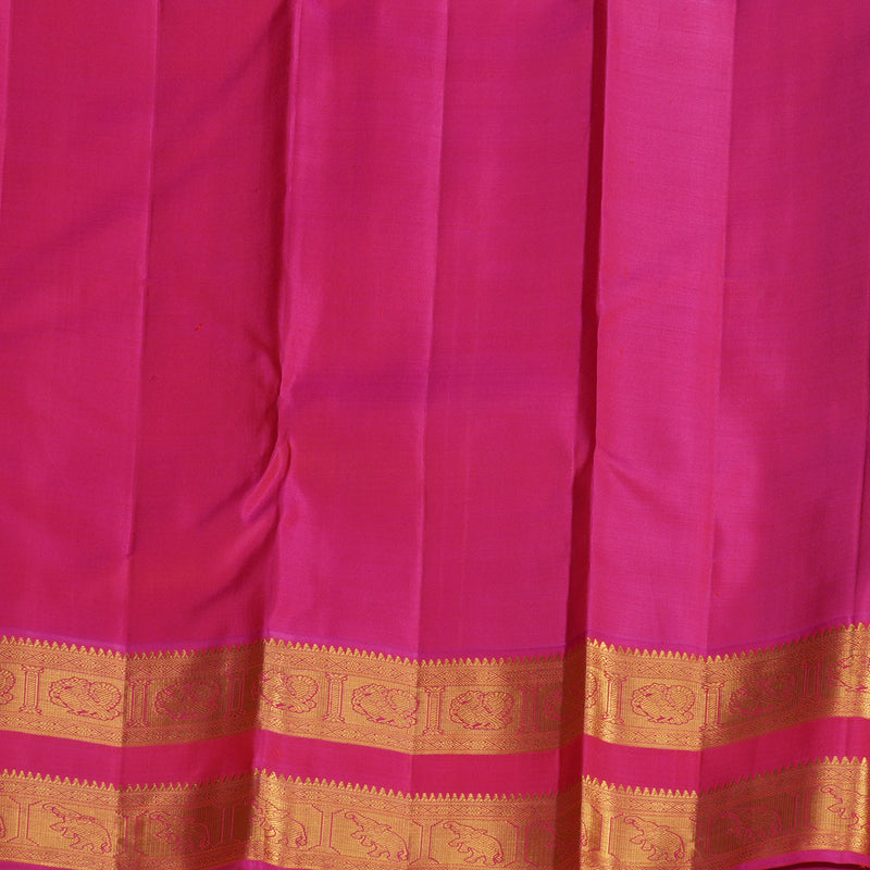 Hayagrivas Handloom Bottle Green Kanjivaram Silk Saree with Pink Border KBE2128A2-3