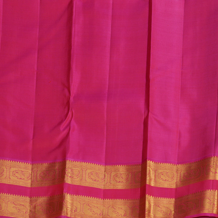 Hayagrivas Handloom Bottle Green Kanjivaram Silk Saree with Pink Border KBE2128A2-3