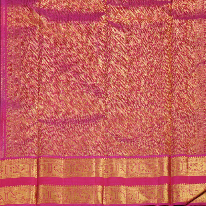 Hayagrivas Handloom Bottle Green Kanjivaram Silk Saree with Pink Border KBE2128A2-3