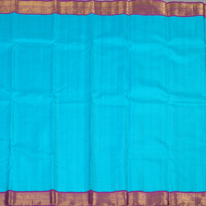 Hayagrivas Handloom Ananda Blue Kanjivaram Silk Saree with Purple Border KBE2128A3-2