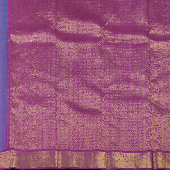 Hayagrivas Handloom Ananda Blue Kanjivaram Silk Saree with Purple Border KBE2128A3-2