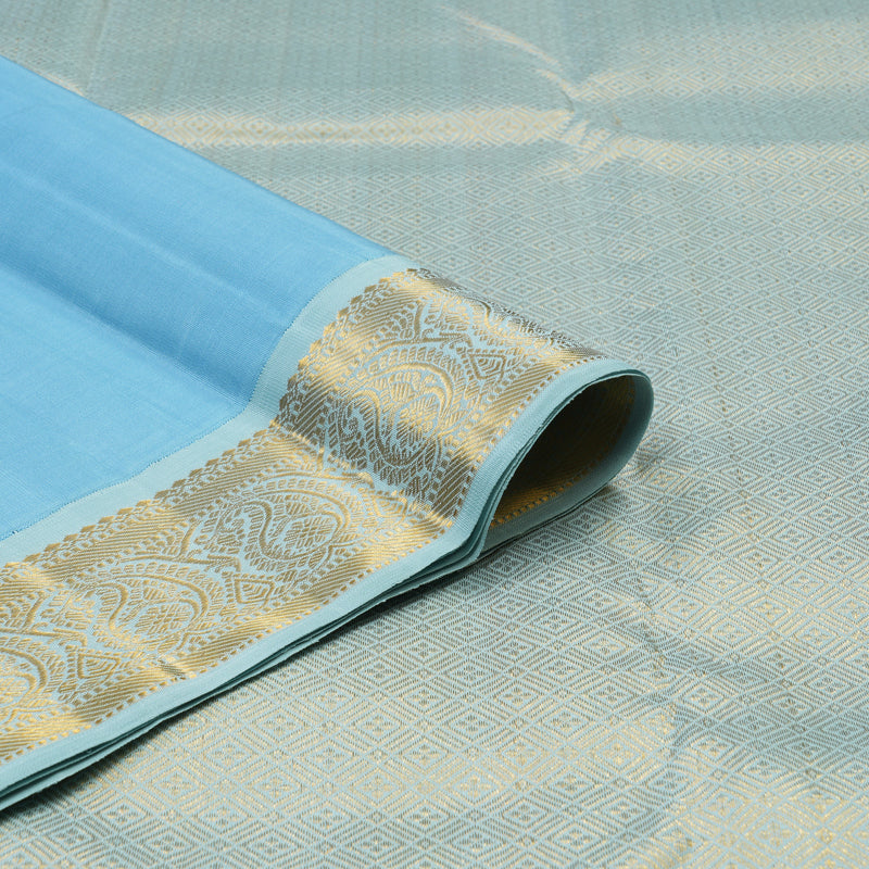 Hayagrivas Handloom Sky Blue Kanjivaram Silk Saree with Powder Blue Border KBE2053A3-4
