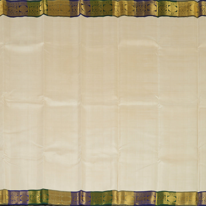 Hayagrivas Handloom Beige Kanjivaram Silk Saree with Multicolour Border KBE2128A7-1