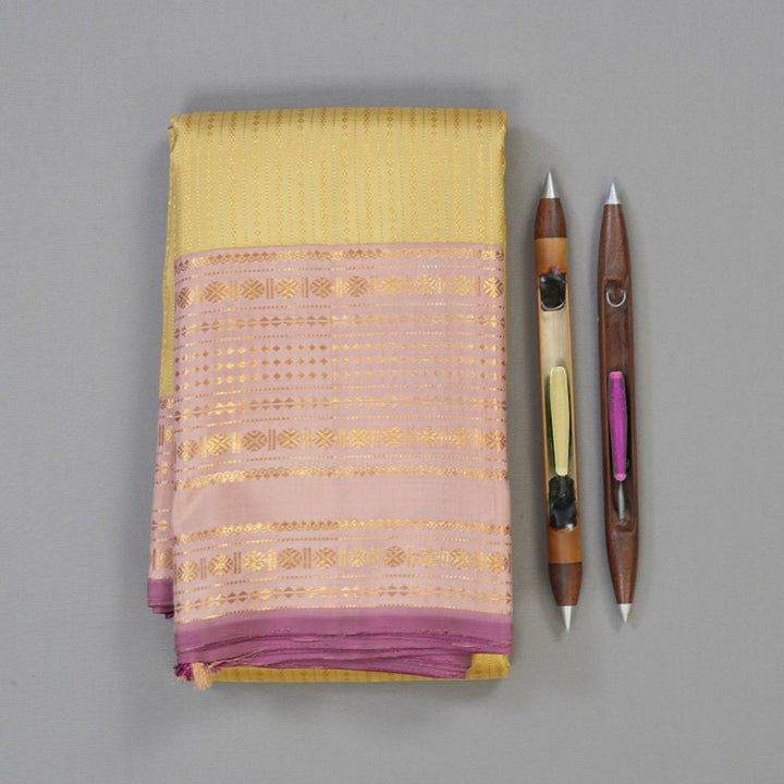 Hayagrivas Handloom Sandal Kanjivaram Silk Saree with Onion Pink Border KBE2128A8-1