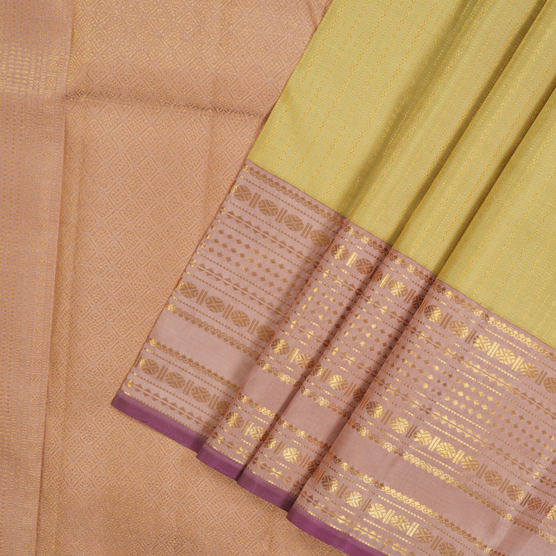 Hayagrivas Handloom Sandal Kanjivaram Silk Saree with Onion Pink Border KBE2128A8-1