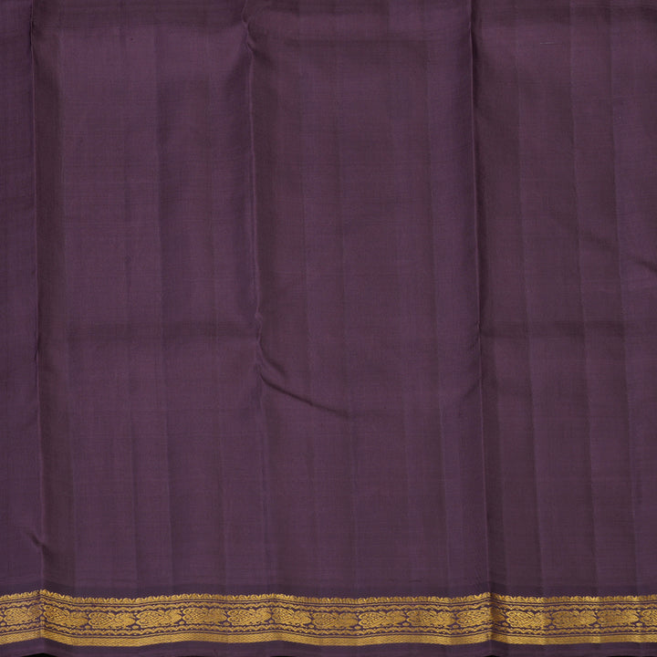 Hayagrivas Handloom Orangish-Pink Kanjivaram Silk Saree with Plum Purple Border KBE2128A9-1