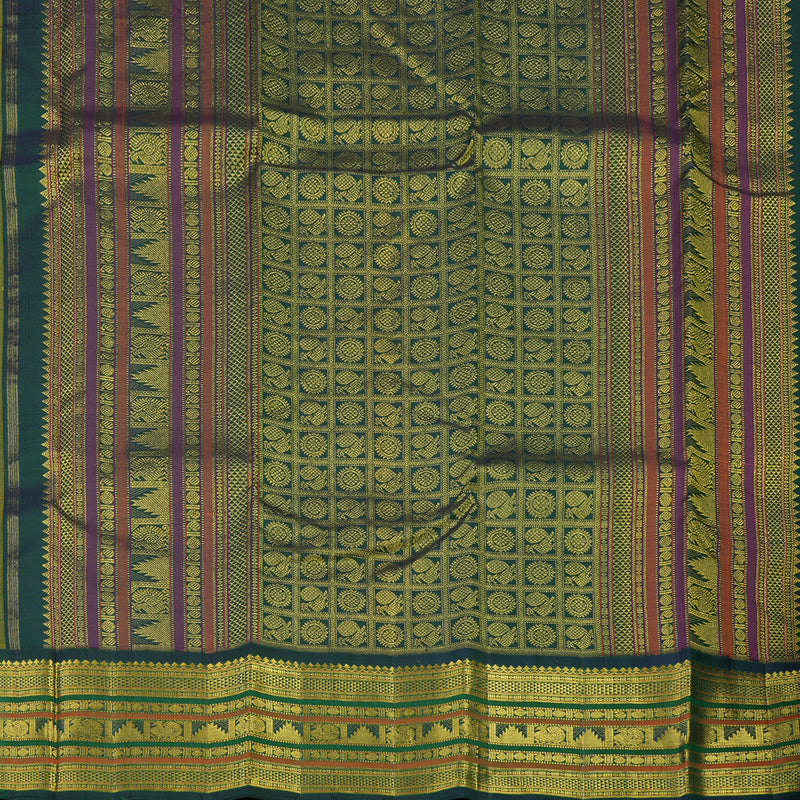 Hayagrivas Handloom Yellow Kanjivaram Silk Saree with Mayilkazhuthu Border KBE2130A3-1