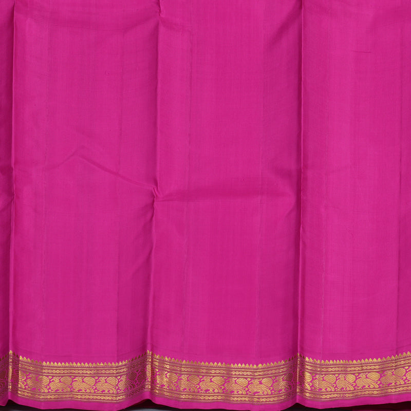 Hayagrivas Handloom Mango Yellow Kanjivaram Silk Saree with Rani Pink Border KBE2130A5-2