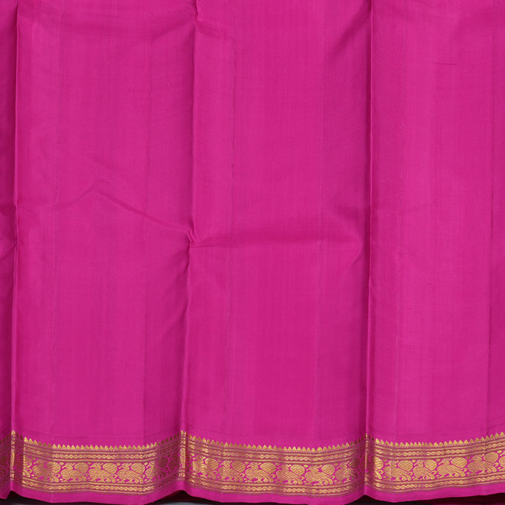 Hayagrivas Handloom Mango Yellow Kanjivaram Silk Saree with Rani Pink Border KBE2130A5-2