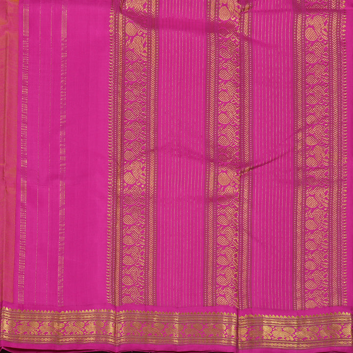 Hayagrivas Handloom Mango Yellow Kanjivaram Silk Saree with Rani Pink Border KBE2130A5-2
