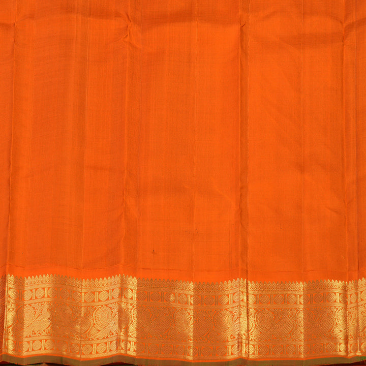 Hayagrivas Handloom Snuff Kanjivaram Silk Saree with Orange Border KBE2130A6-1