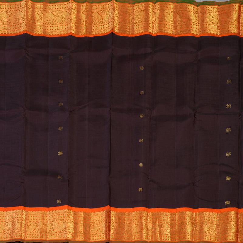 Hayagrivas Handloom Snuff Kanjivaram Silk Saree with Orange Border KBE2130A6-1