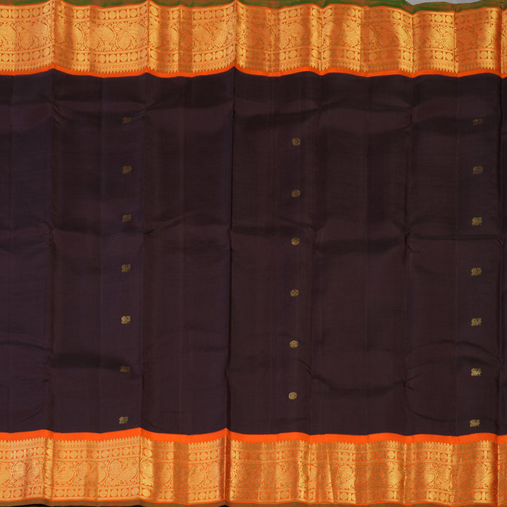 Hayagrivas Handloom Snuff Kanjivaram Silk Saree with Orange Border KBE2130A6-1