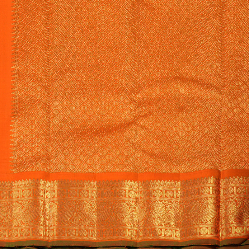Hayagrivas Handloom Snuff Kanjivaram Silk Saree with Orange Border KBE2130A6-1