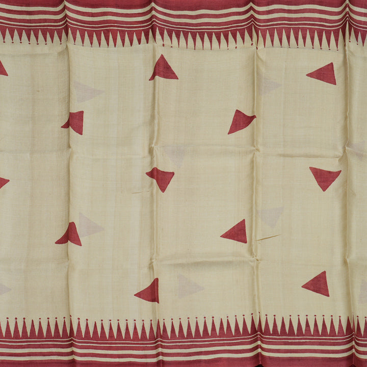 Hayagrivas Beige Pure Tussar Saree KBE2131A3-10