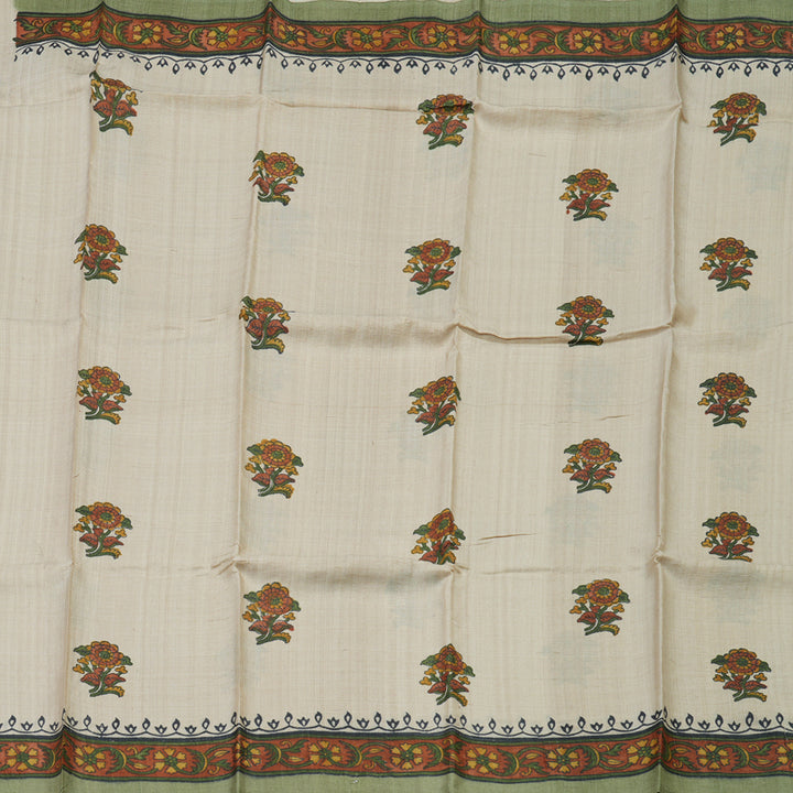 Hayagrivas Cream Pure Tussar Silk Saree KBE2131A3-6