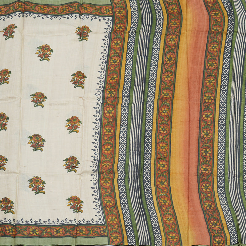 Hayagrivas Cream Pure Tussar Silk Saree KBE2131A3-6