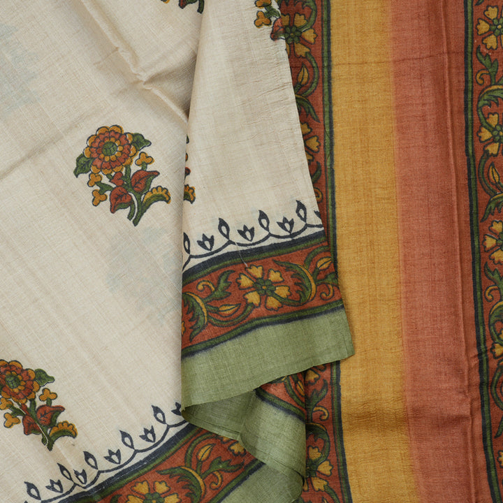 Hayagrivas Cream Pure Tussar Silk Saree KBE2131A3-6