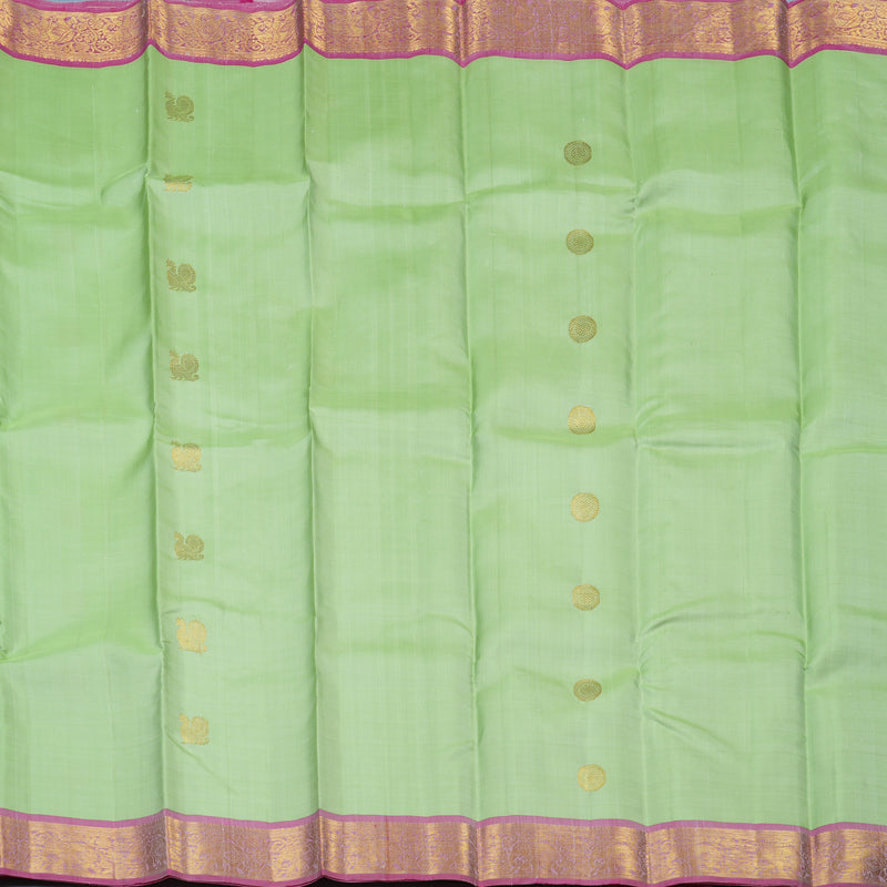 Hayagrivas Handloom Pista Green Kanjivaram Silk Saree with Rose Pink Border KBE2132A1-5