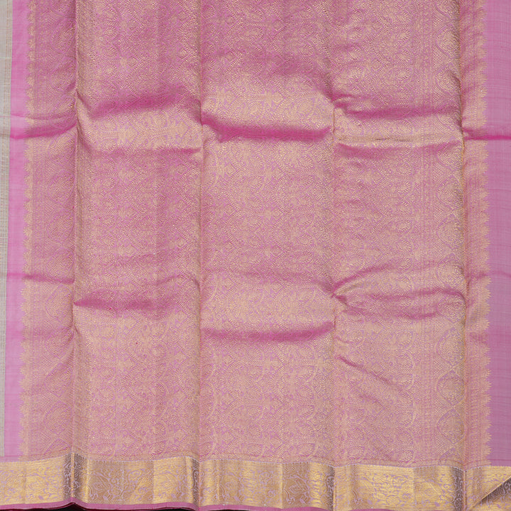 Hayagrivas Handloom Pista Green Kanjivaram Silk Saree with Rose Pink Border KBE2132A1-5