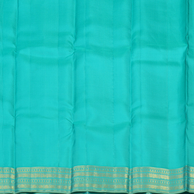 Hayagrivas Handloom Silver Grey Kanjivaram Silk Saree with Sky Blue Border KBE2136A1-2