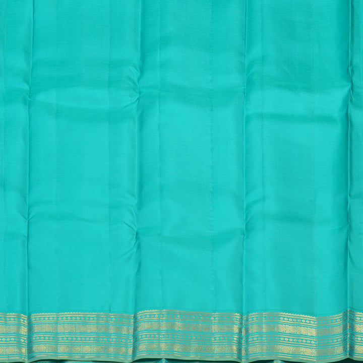 Hayagrivas Handloom Silver Grey Kanjivaram Silk Saree with Sky Blue Border KBE2136A1-2