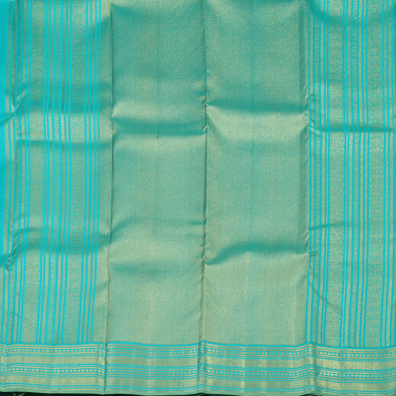 Hayagrivas Handloom Silver Grey Kanjivaram Silk Saree with Sky Blue Border KBE2136A1-2