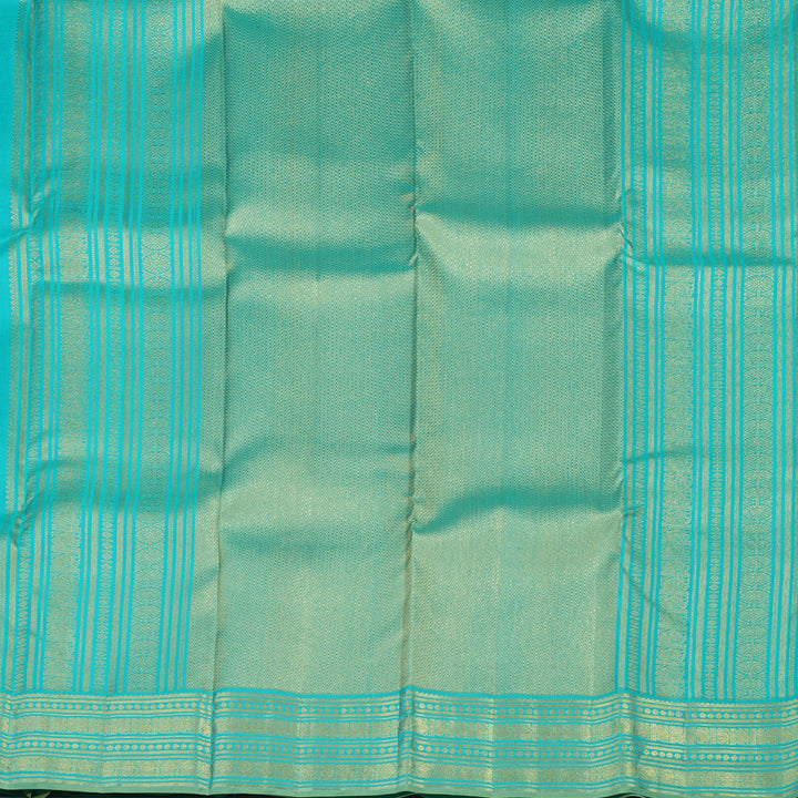 Hayagrivas Handloom Silver Grey Kanjivaram Silk Saree with Sky Blue Border KBE2136A1-2