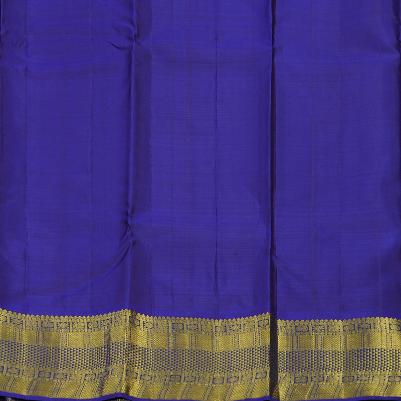 Hayagrivas Handloom Half-White Kanjivaram Silk Saree with MS Blue Border KBE2139A1-5