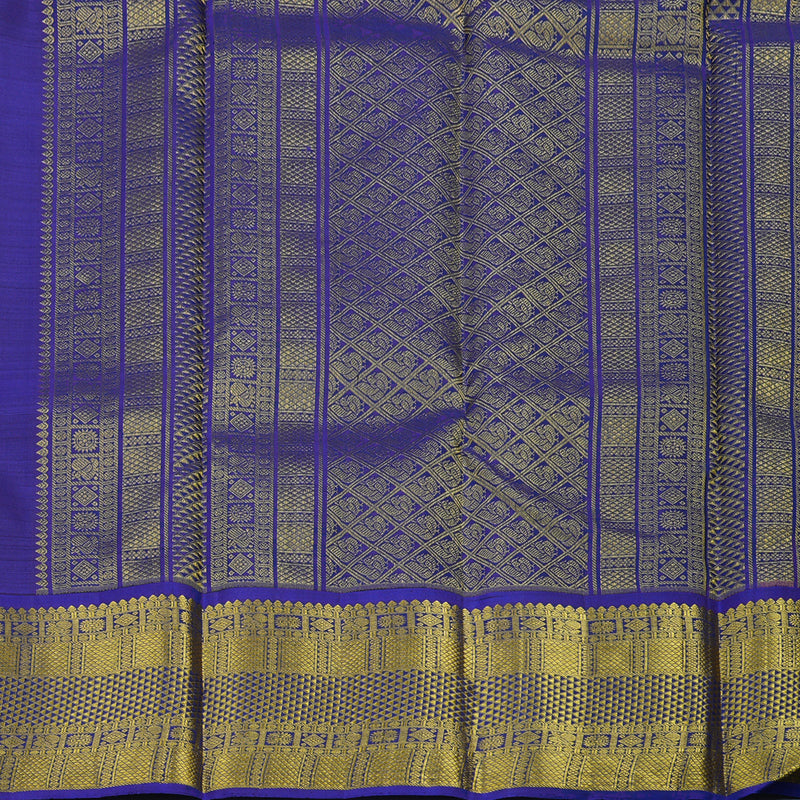Hayagrivas Handloom Half-White Kanjivaram Silk Saree with MS Blue Border KBE2139A1-5