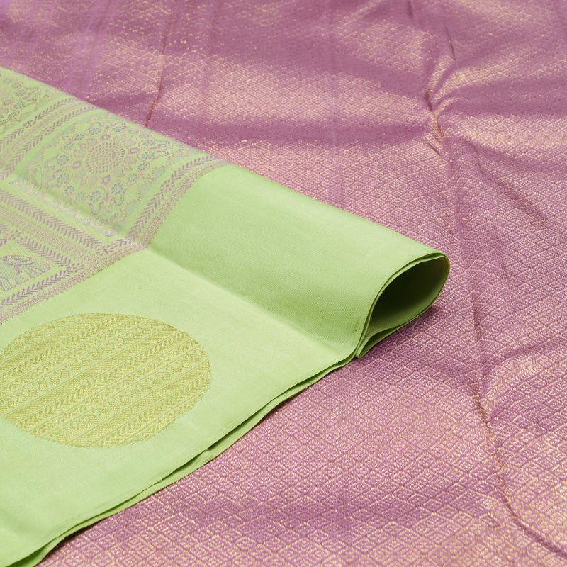 Hayagrivas Light Apple Green Handloom Kanjivaram Silk Saree KBE213D2-1