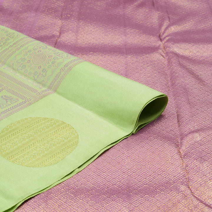 Hayagrivas Light Apple Green Handloom Kanjivaram Silk Saree KBE213D2-1