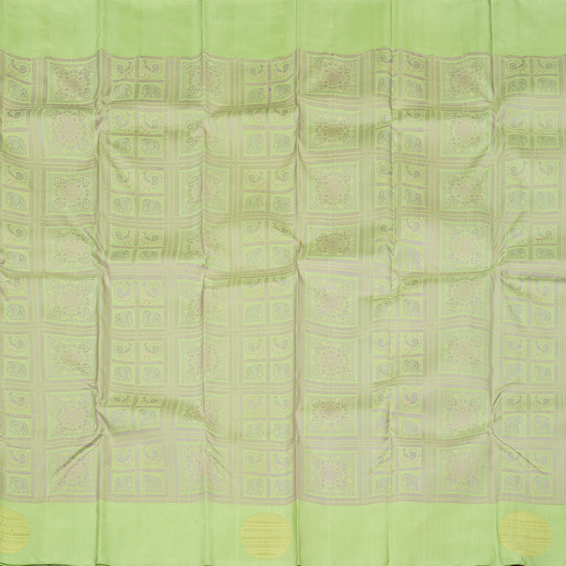 Hayagrivas Light Apple Green Handloom Kanjivaram Silk Saree KBE213D2-1