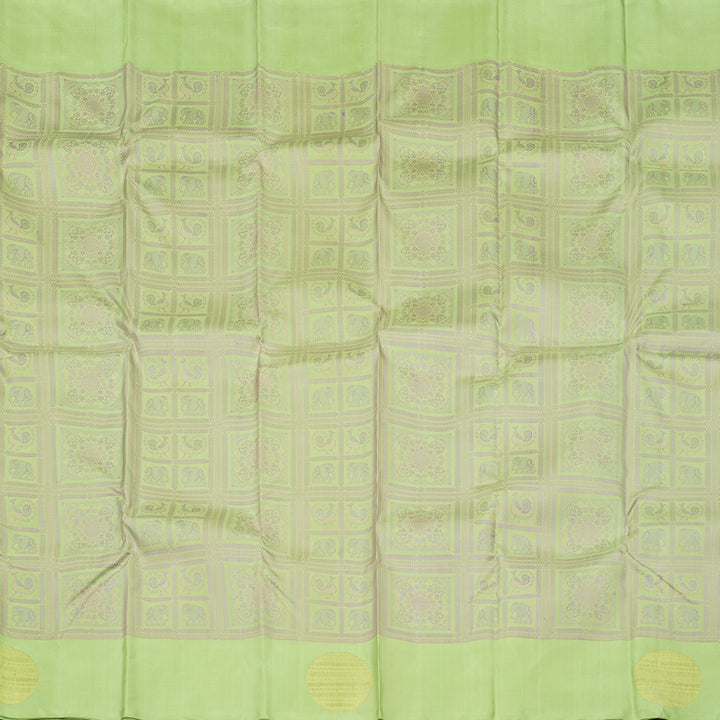 Hayagrivas Light Apple Green Handloom Kanjivaram Silk Saree KBE213D2-1