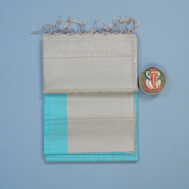 Hayagrivas Powder Blue Handloom Soft Silk Saree KBE2140A18-1
