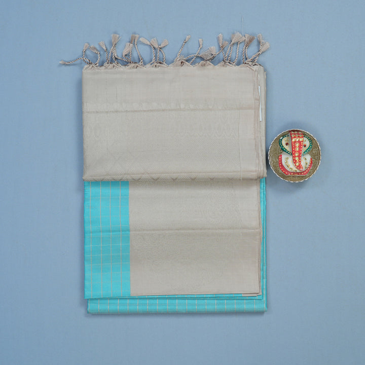 Hayagrivas Powder Blue Handloom Soft Silk Saree KBE2140A18-1